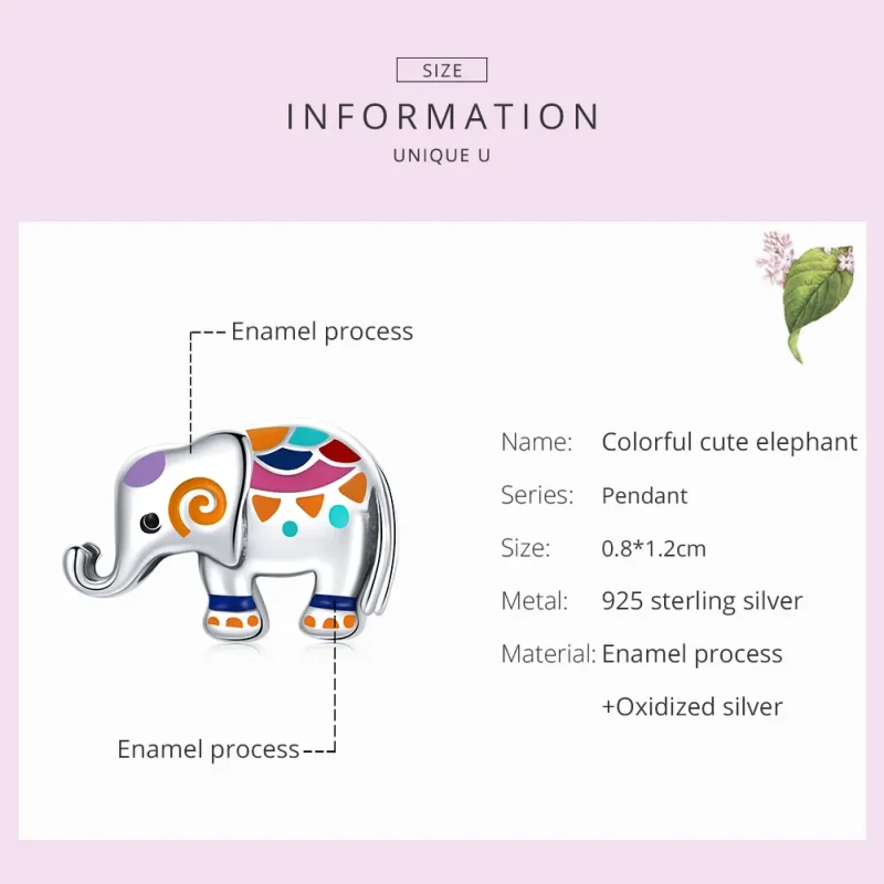 (image for) Pandora Style Silver Charm, Lucky Elephant, Multicolor Enamel - SCC1790 - View 7