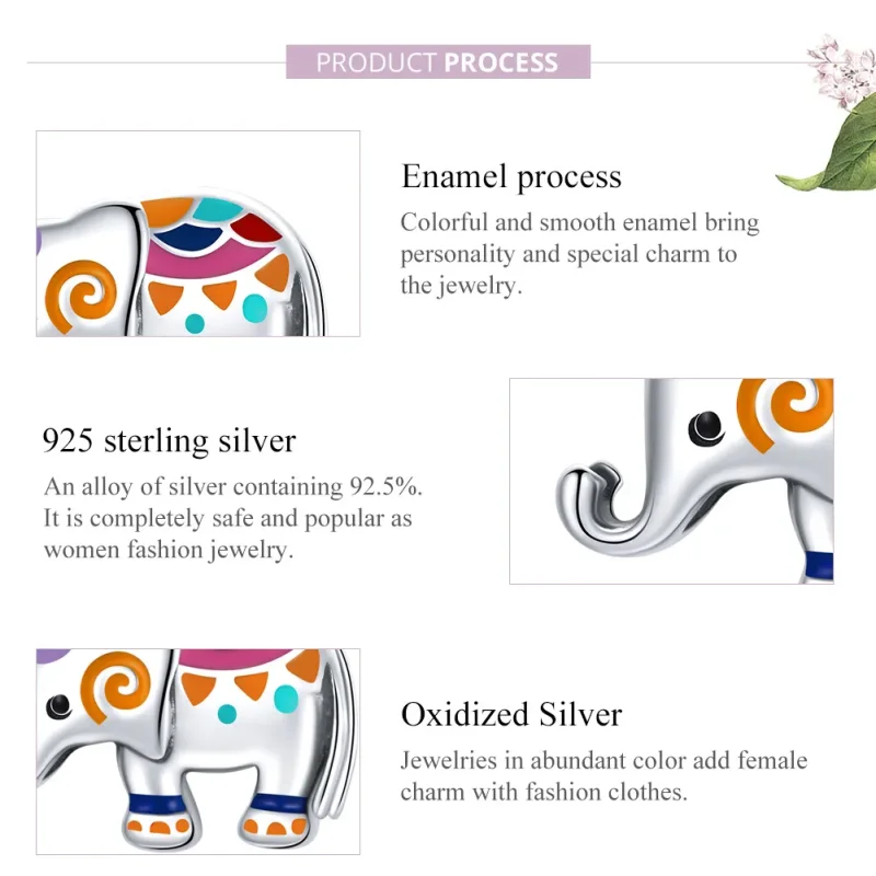 (image for) Pandora Style Silver Charm, Lucky Elephant, Multicolor Enamel - SCC1790 - View 8