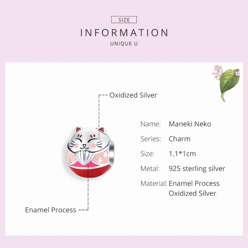 (image for) Pandora Style Silver Charm, Maneki Neko, Multicolor Enamel - SCC1341 - View 7