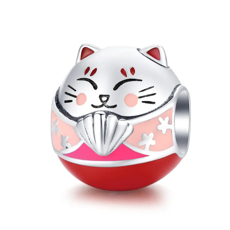 (image for) Pandora Style Silver Charm, Maneki Neko, Multicolor Enamel - SCC1341 - Product Image
