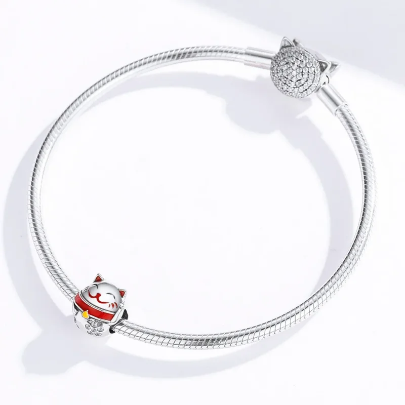 (image for) Pandora Style Silver Charm, Maneki Neko, Multicolor Enamel - SCC1374 - View 3