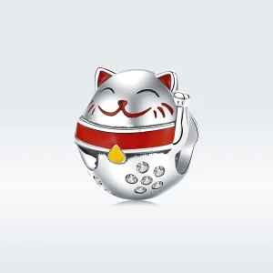 (image for) Pandora Style Silver Charm, Maneki Neko, Multicolor Enamel - SCC1374