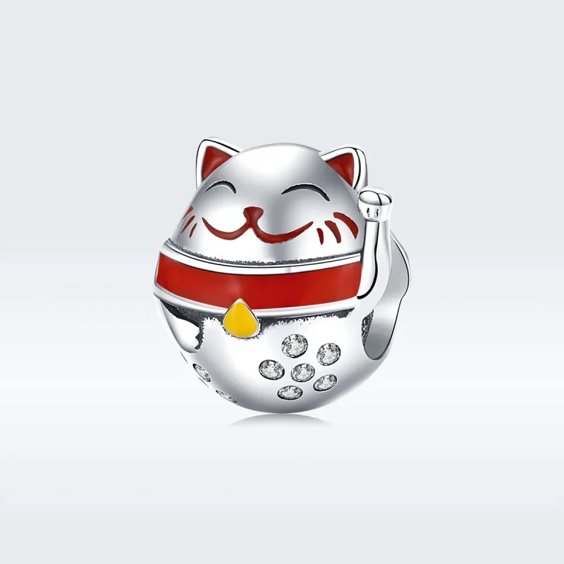 (image for) Pandora Style Silver Charm, Maneki Neko, Multicolor Enamel - SCC1374 - Product Image