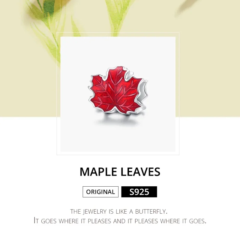 (image for) Pandora Style Silver Charm, Maple Leaf, Red Enamel - BSC335 - View 6
