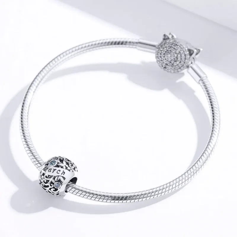 (image for) Pandora Style Silver Charm, March Birthstone - SCC1385-3 - View 2