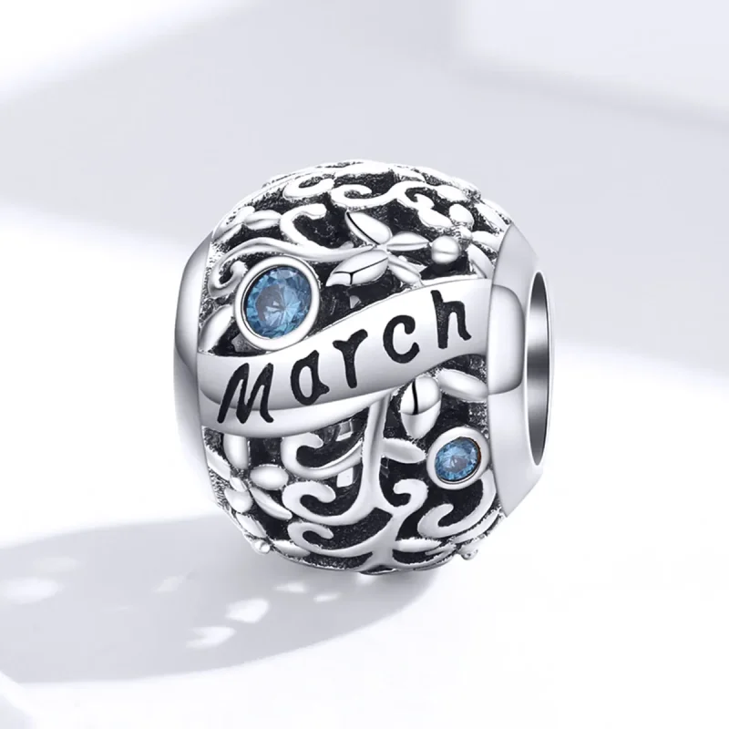 (image for) Pandora Style Silver Charm, March Birthstone - SCC1385-3 - View 4