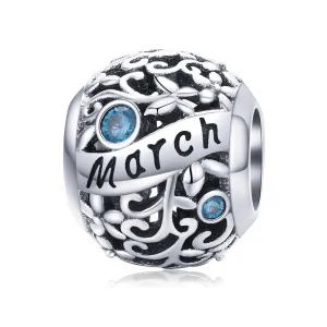 (image for) Pandora Style Silver Charm, March Birthstone - SCC1385-3