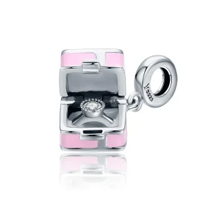 (image for) Pandora Style Silver Charm, Marriage Ring, Pink Enamel - SCC549