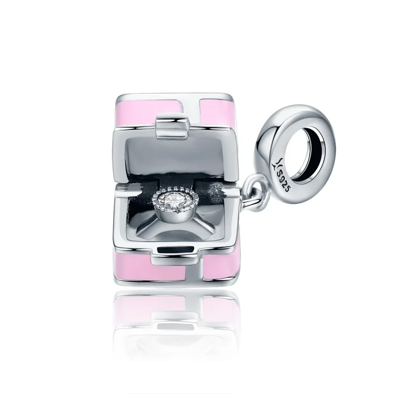 (image for) Pandora Style Silver Charm, Marriage Ring, Pink Enamel - SCC549 - Product Image