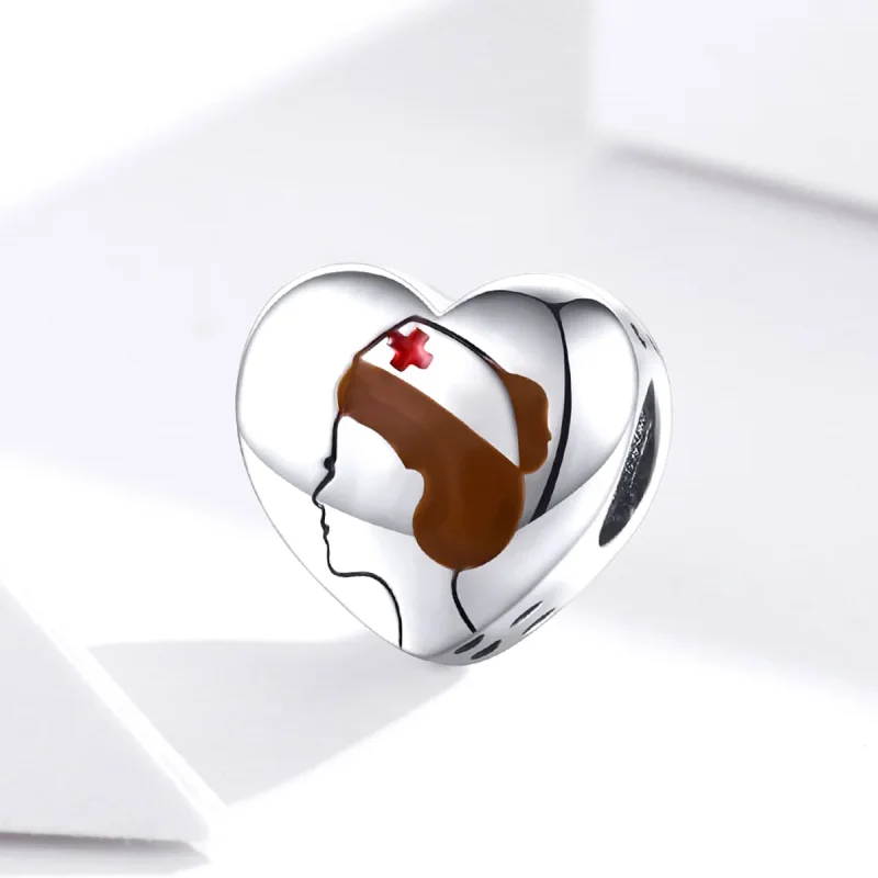 (image for) Pandora Style Silver Charm, Medical Angel In White Nurse, Red Enamel - SCC1547 - View 3