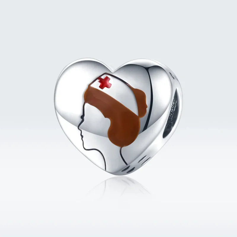 (image for) Pandora Style Silver Charm, Medical Angel In White Nurse, Red Enamel - SCC1547 - View 5