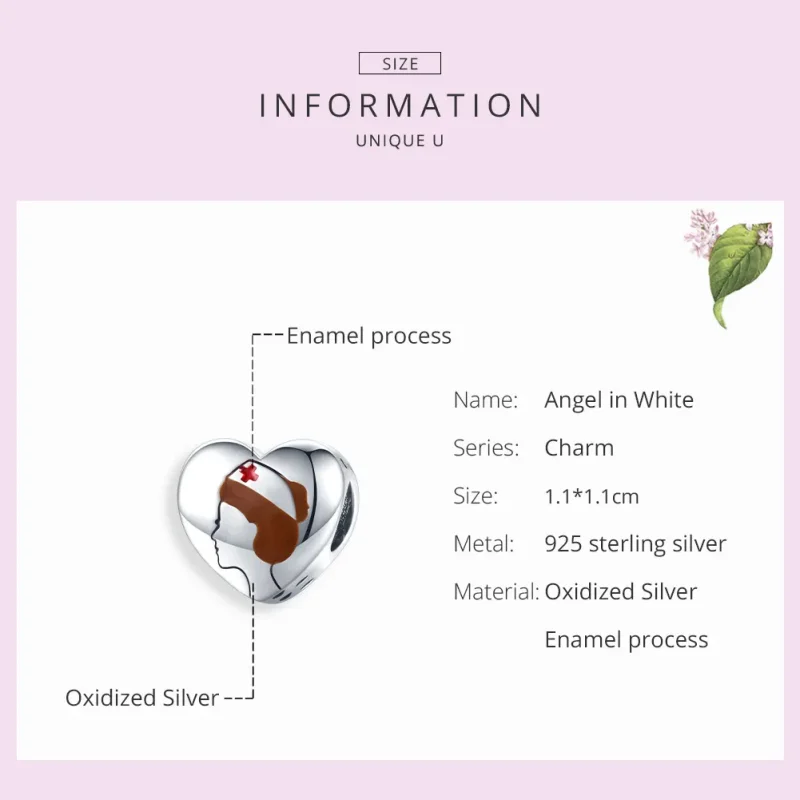 (image for) Pandora Style Silver Charm, Medical Angel In White Nurse, Red Enamel - SCC1547 - View 7