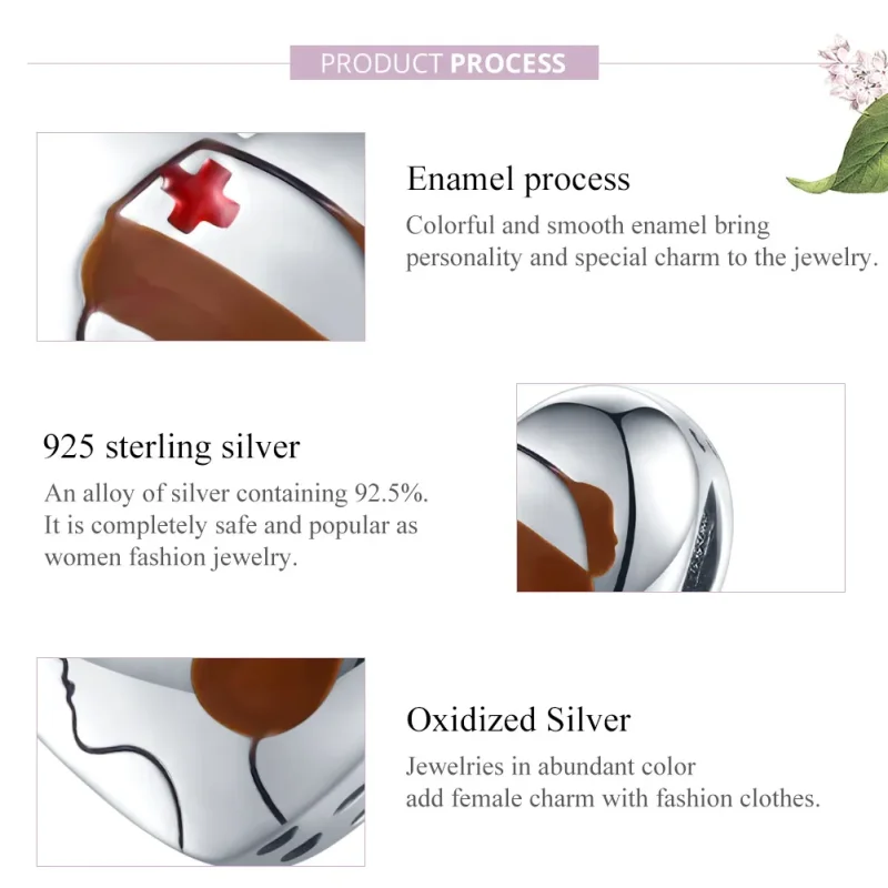 (image for) Pandora Style Silver Charm, Medical Angel In White Nurse, Red Enamel - SCC1547 - View 8