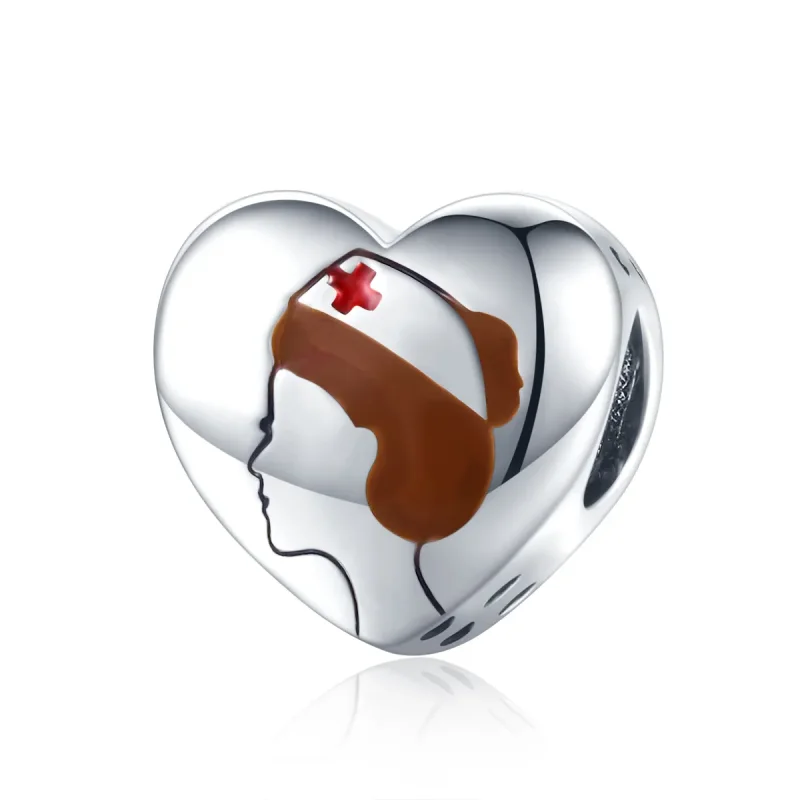 (image for) Pandora Style Silver Charm, Medical Angel In White Nurse, Red Enamel - SCC1547 - Product Image