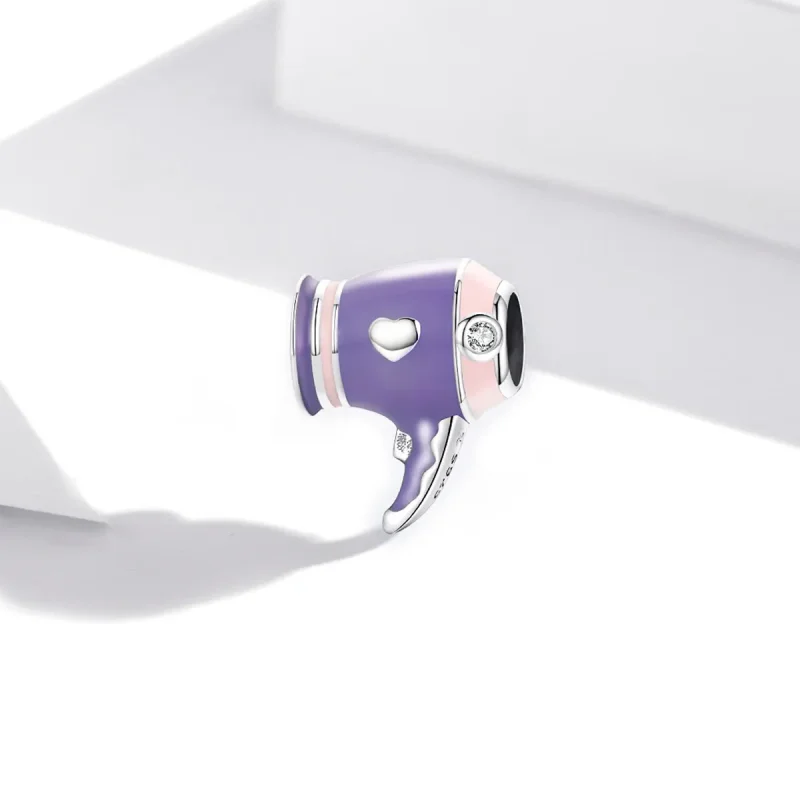 (image for) Pandora Style Silver Charm, Mini Hair Dryer, Multicolor Enamel - SCC1865 - View 2