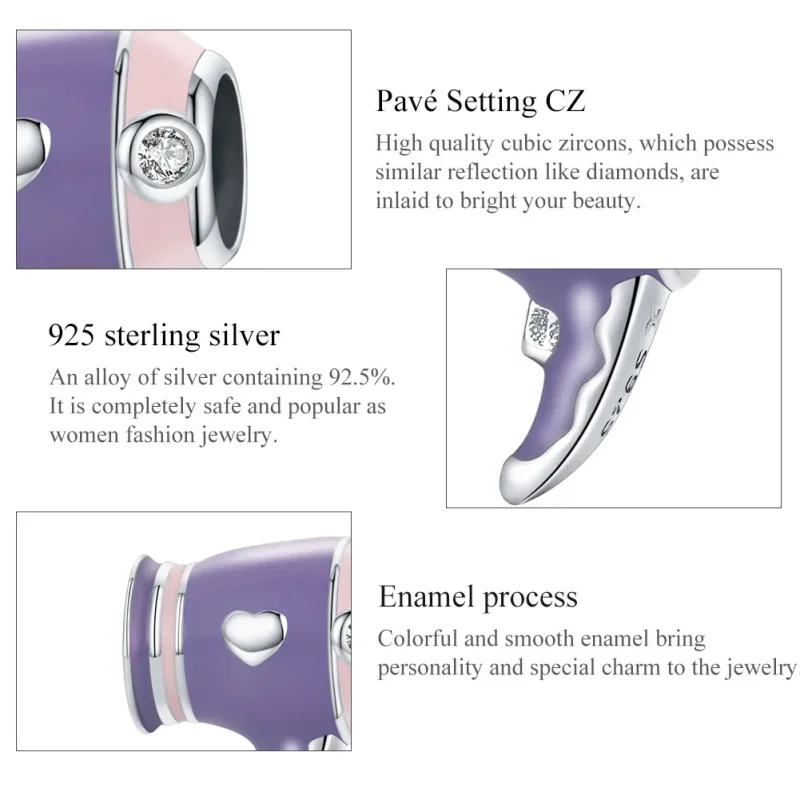 (image for) Pandora Style Silver Charm, Mini Hair Dryer, Multicolor Enamel - SCC1865 - View 8