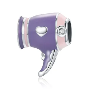 (image for) Pandora Style Silver Charm, Mini Hair Dryer, Multicolor Enamel - SCC1865