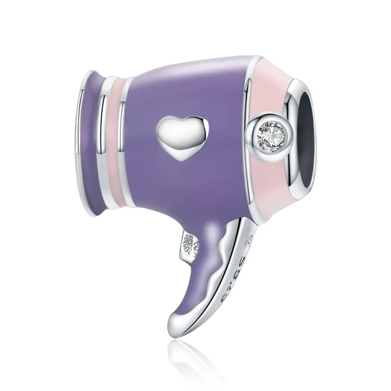 (image for) Pandora Style Silver Charm, Mini Hair Dryer, Multicolor Enamel - SCC1865 - Product Image