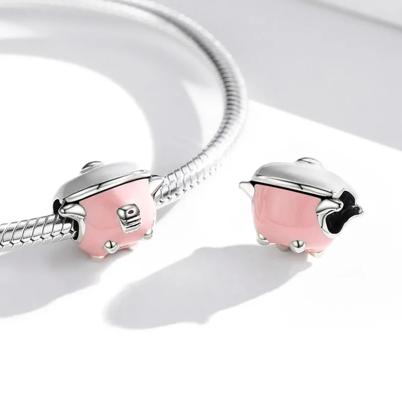 (image for) Pandora Style Silver Charm, Mini Rice Cooker, Pink Enamel - SCC1862 - View 3
