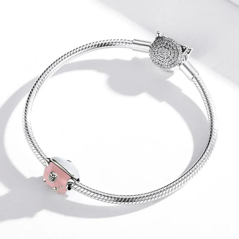 (image for) Pandora Style Silver Charm, Mini Rice Cooker, Pink Enamel - SCC1862 - View 4