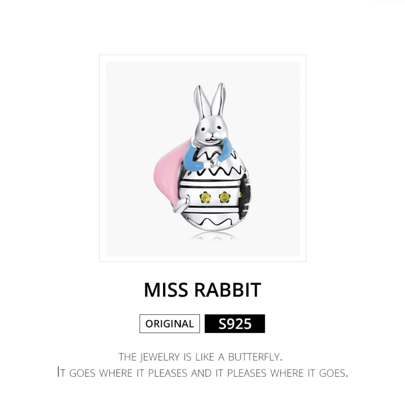 (image for) Pandora Style Silver Charm, Miss Rabbit, Multicolor Enamel - SCC1754 - View 6