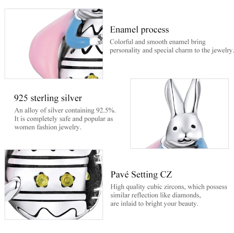 (image for) Pandora Style Silver Charm, Miss Rabbit, Multicolor Enamel - SCC1754 - View 7