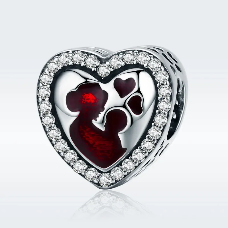 (image for) Pandora Style Silver Charm, Mom and Son, Red Enamel - SCC634 - View 2