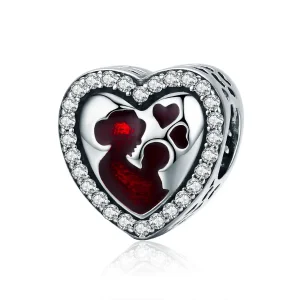 (image for) Pandora Style Silver Charm, Mom and Son, Red Enamel - SCC634