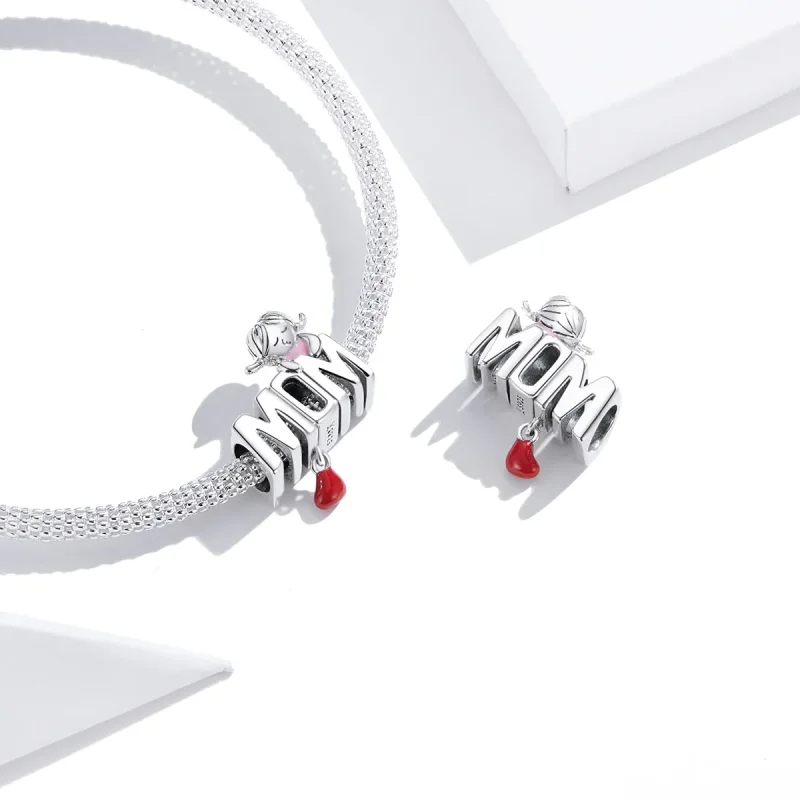 (image for) Pandora Style Silver Charm, Mom Letters, Multicolor Enamel - SCC1461 - View 3