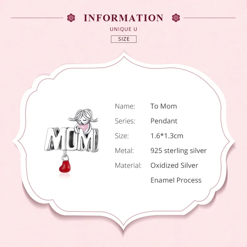 (image for) Pandora Style Silver Charm, Mom Letters, Multicolor Enamel - SCC1461 - View 6