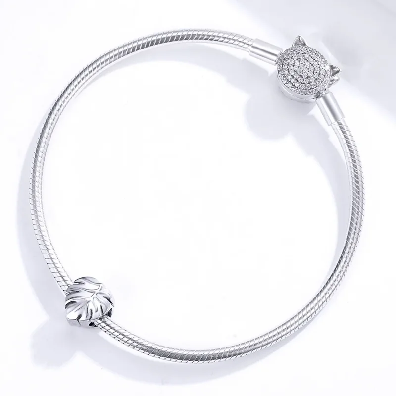 (image for) Pandora Style Silver Charm, Monstera Deliciosa - BSC141 - View 3
