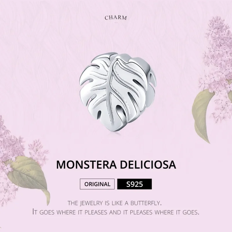 (image for) Pandora Style Silver Charm, Monstera Deliciosa - BSC141 - View 6