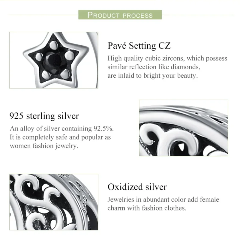 (image for) Pandora Style Silver Charm, Moon and Star - SCC483 - View 7