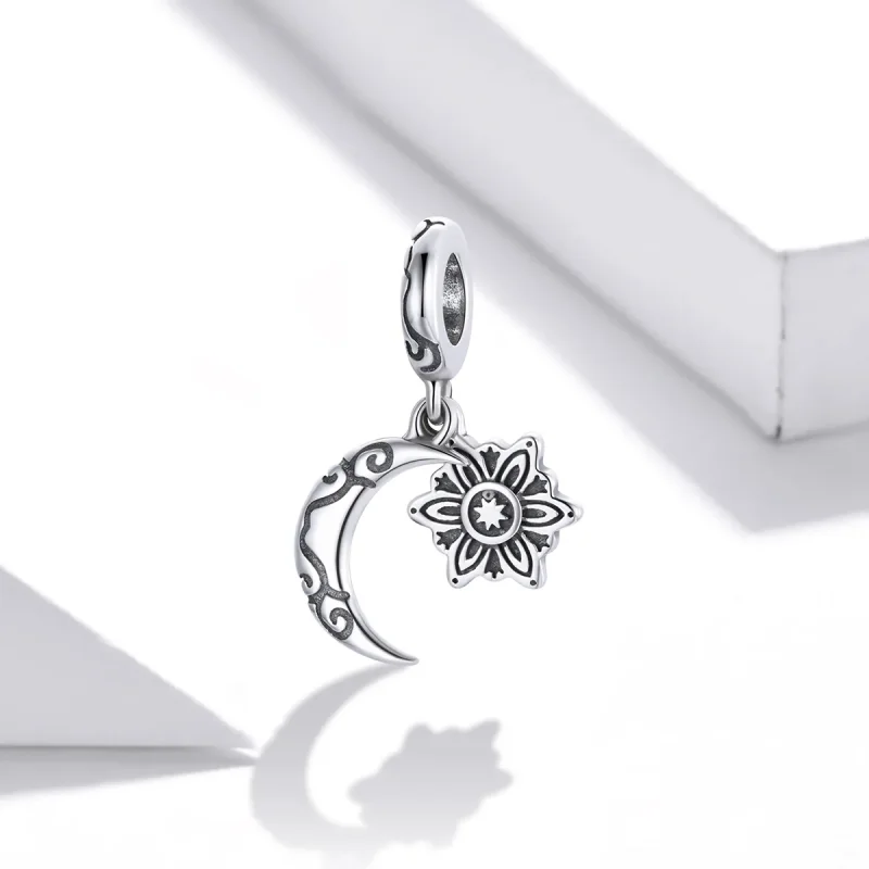 (image for) Pandora Style Silver Charm, Moon Lotus - SCC1826 - View 2