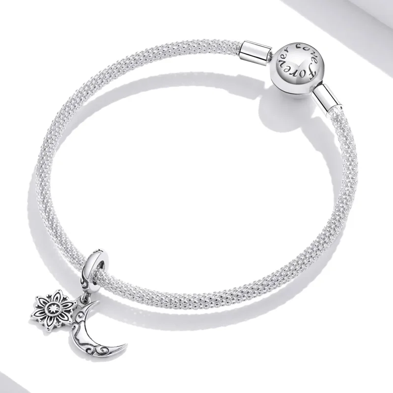 (image for) Pandora Style Silver Charm, Moon Lotus - SCC1826 - View 3