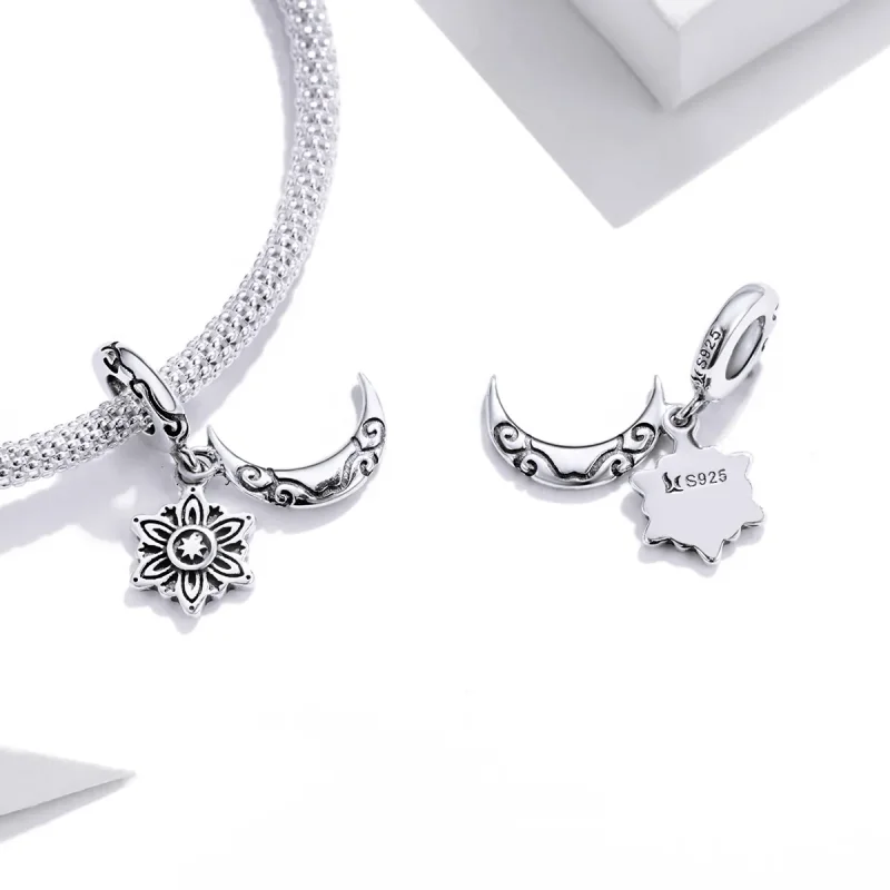 (image for) Pandora Style Silver Charm, Moon Lotus - SCC1826 - View 4