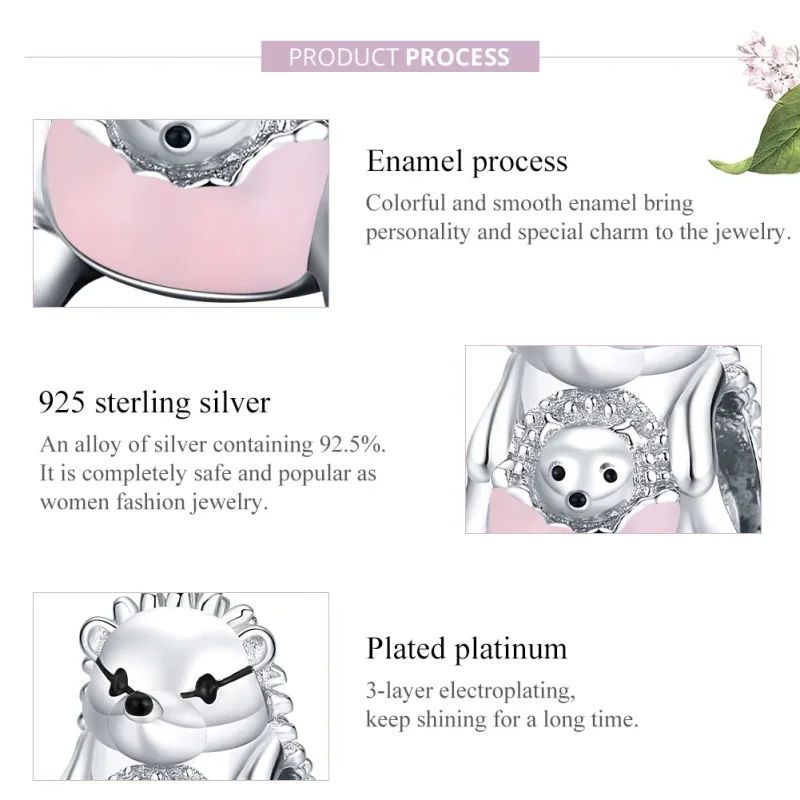 (image for) Pandora Style Silver Charm, Mother Hedgehog, Multicolor Enamel - BSC239 - View 8