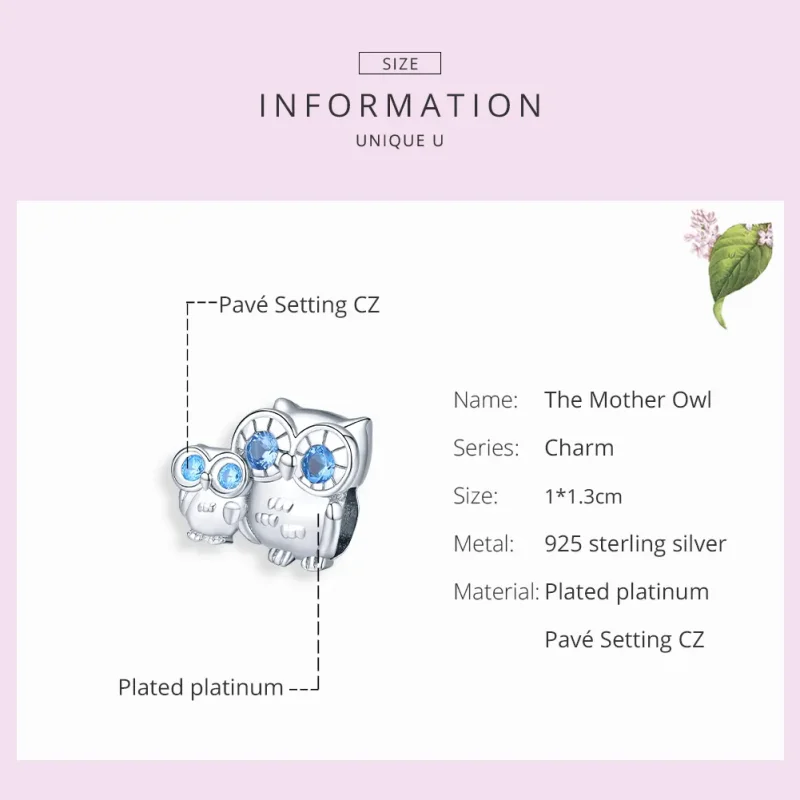 (image for) Pandora Style Silver Charm, Mother Owl - BSC238 - View 7