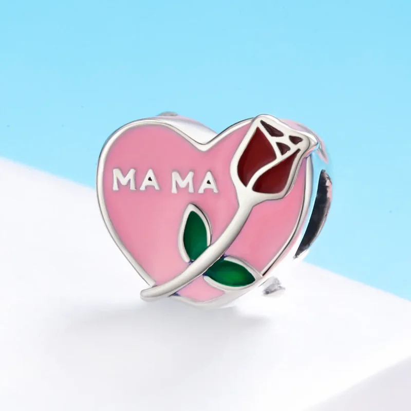 (image for) Pandora Style Silver Charm, Motherly Love Confession, Pink Enamel - SCC652 - View 3