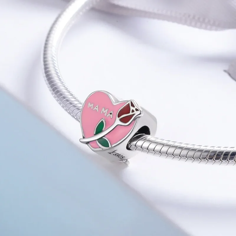 (image for) Pandora Style Silver Charm, Motherly Love Confession, Pink Enamel - SCC652 - View 4