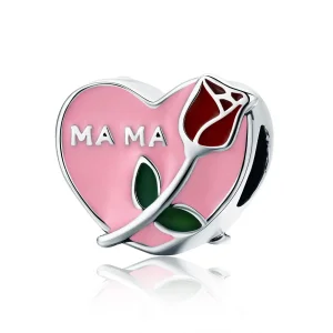 (image for) Pandora Style Silver Charm, Motherly Love Confession, Pink Enamel - SCC652