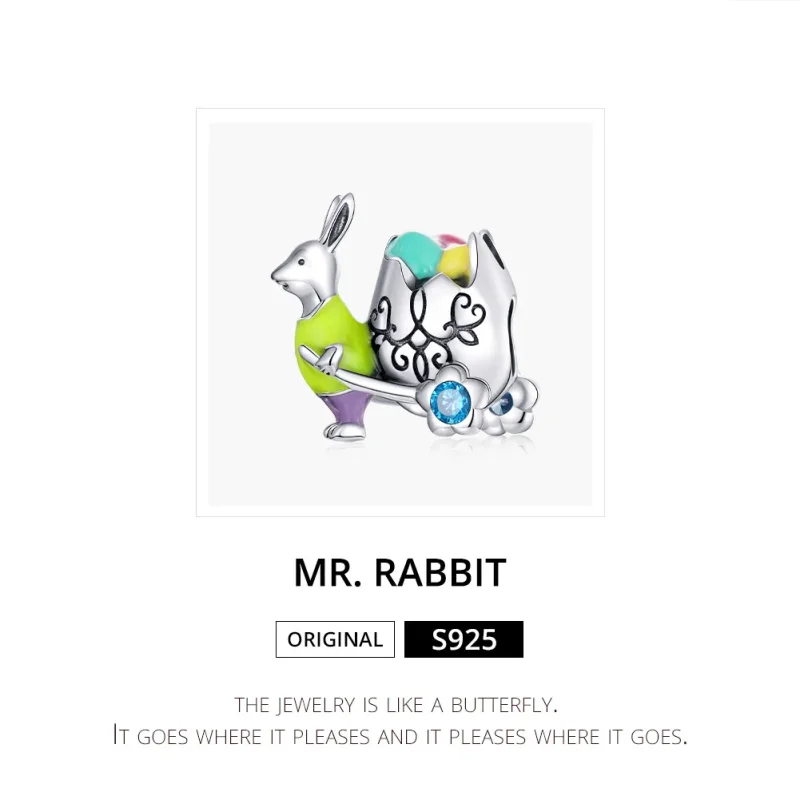 (image for) Pandora Style Silver Charm, Mr. Rabbit, Multicolor Enamel - SCC1755 - View 6