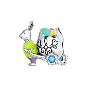(image for) Pandora Style Silver Charm, Mr. Rabbit, Multicolor Enamel - SCC1755