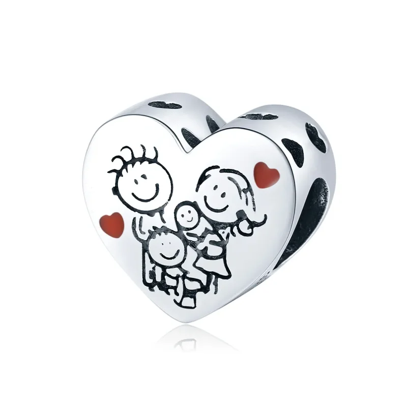 (image for) Pandora Style Silver Charm, My Family, Red Enamel - BSC237 - Product Image