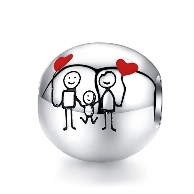 (image for) Pandora Style Silver Charm, My Family, Red Enamel - SCC1339 - Product Image