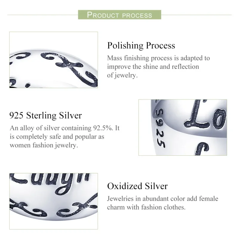 (image for) Pandora Style Silver Charm, My Happy Life - SCC966 - View 7