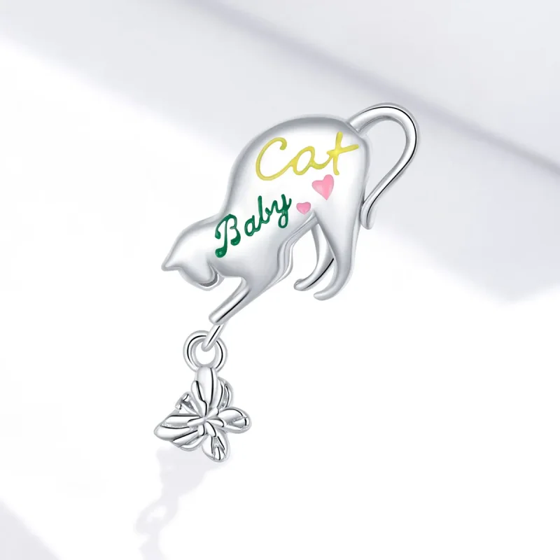 (image for) Pandora Style Silver Charm, Naughty Cat, Multicolor Enamel - SCC1678 - View 2