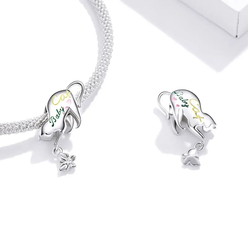 (image for) Pandora Style Silver Charm, Naughty Cat, Multicolor Enamel - SCC1678 - View 4