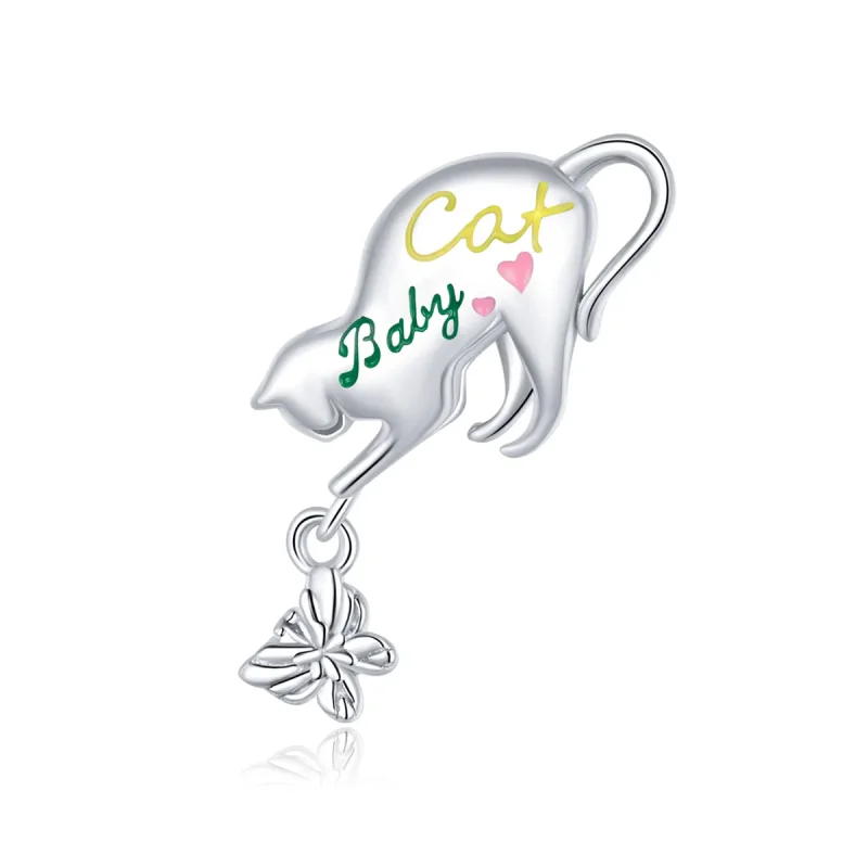 (image for) Pandora Style Silver Charm, Naughty Cat, Multicolor Enamel - SCC1678 - Product Image