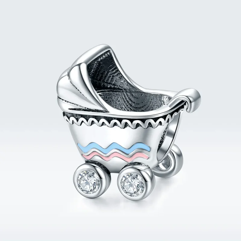 (image for) Pandora Style Silver Charm, New Baby Carriage, Multicolor Enamel - SCC1539 - View 5